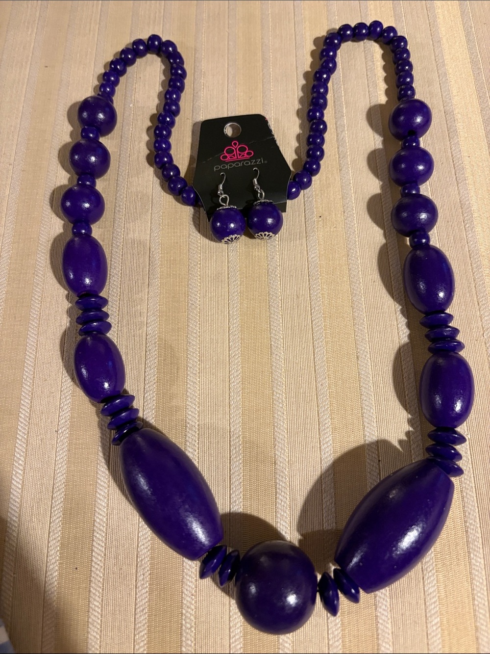 paparazzi Deep Purple Beaded Necklace with Matching Earrings